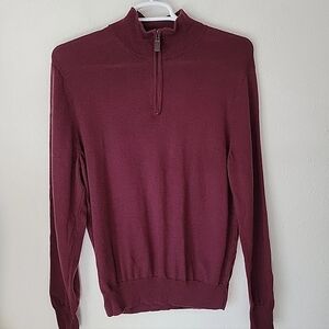 Jos.A.Bank 100% Merino Wool Men's Maroon 1/4 Zip Sweater